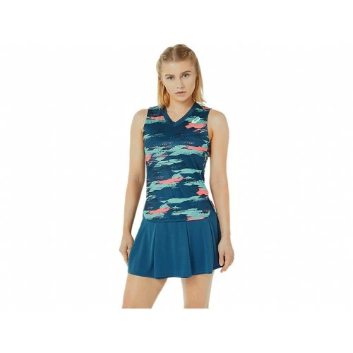 ASICS MATCH GRAPHIC TANK 2042A207-401 LIGHT INDIGO LADIES TENNIS 3 ASICS MATCH GRAPHIC TANK 2042A207-401 LIGHT INDIGO LADIES TENNIS