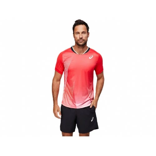 ASICS MATCH GRAPHIC SS TOP 2041A170-602 ELECTRIC RED MENS TENNIS 3 ASICS MATCH GRAPHIC SS TOP 2041A170-602 ELECTRIC RED MENS TENNIS