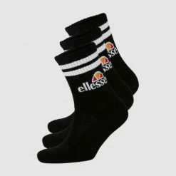 ELLESSE PULLO SOCK 3PACK BLACK SIZE 6-8.5 US