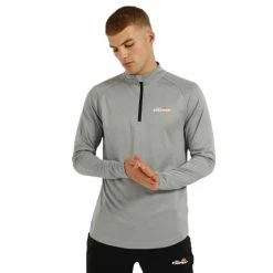 ELLESSE BOVARO 1/2 ZIP TOP SXG09891 GREY MARLE MENS LONG SLEEVE