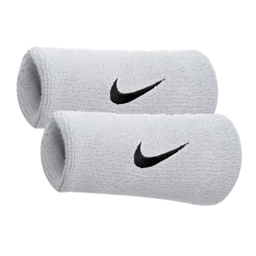 NIKE SWOOSH DOUBLE WIDE WRISTBAND WHITE 3 NIKE SWOOSH DOUBLE WIDE WRISTBAND WHITE