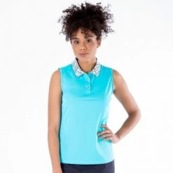 NIVO SHAYLA SLEEVELESS POLO 1211134 AQUA LADIES