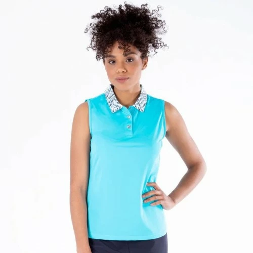 NIVO SHAYLA SLEEVELESS POLO 1211134 AQUA LADIES 3 NIVO SHAYLA SLEEVELESS POLO 1211134 AQUA LADIES